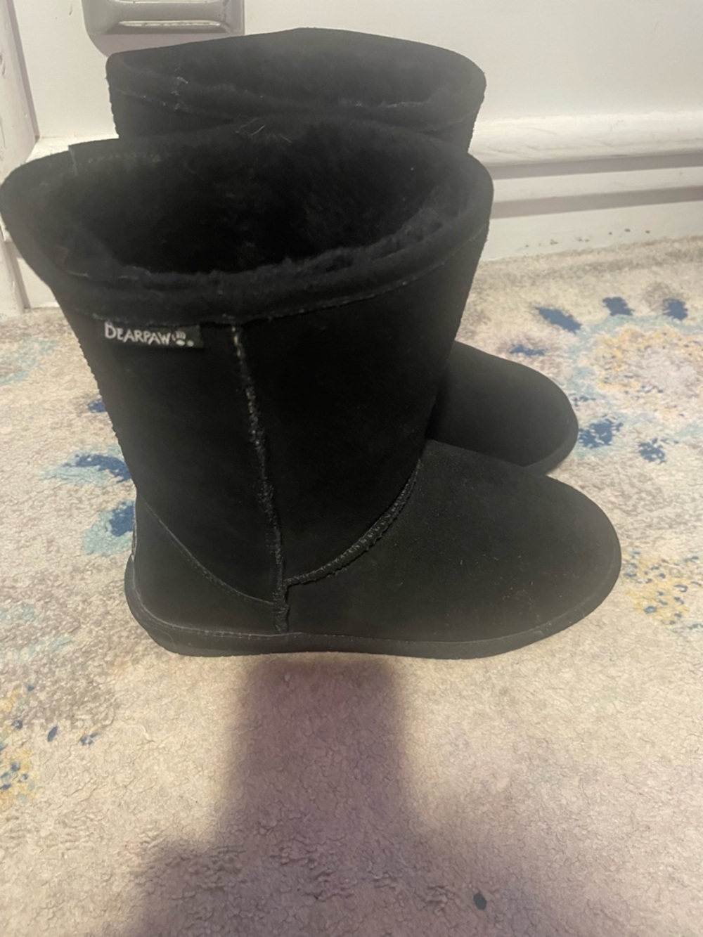 BearPaw Black Women's Mid-Calf Suede Winter Boots